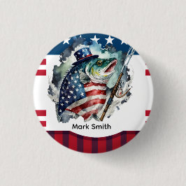 4. Juli Unabhängigkeitstag für Fischereifreunde Button