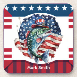 4. Juli Unabhängigkeitstag für Fischereifreunde Getränkeuntersetzer