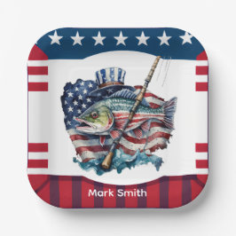 4. Juli Unabhängigkeitstag für Fischereifreunde Pappteller