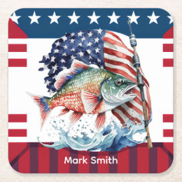 4. Juli Unabhängigkeitstag für Fischereifreunde Rechteckiger Pappuntersetzer