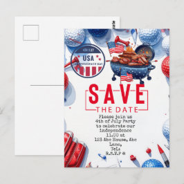 4. Juli Unabhängigkeitstag Golfer-Party Postkarte