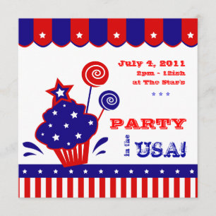 4. Juli Unabhängigkeitstag GRILLEN Einladung Rot W