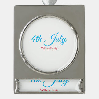 4. Juli Unabhängigkeitstag Name Text individuell Banner-Ornament Silber