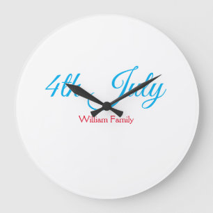 4. Juli Unabhängigkeitstag Name Text individuell Große Wanduhr