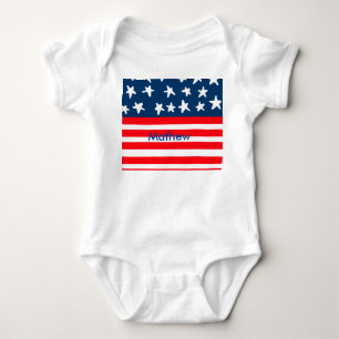 4. Juli Unabhängigkeitstag Name Text US-Flagge Baby Strampler