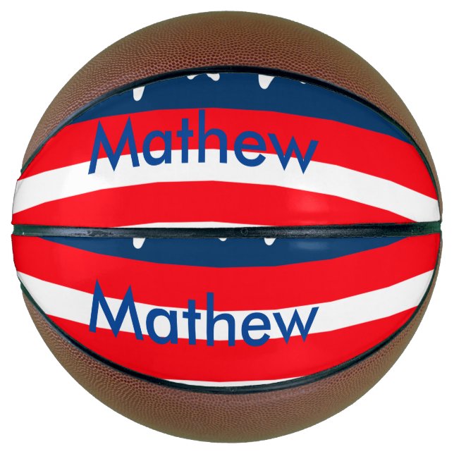 4. Juli Unabhängigkeitstag: Namenstext US-Flagge h Basketball (Vorderseite)