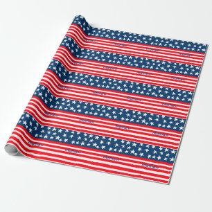 4. Juli Unabhängigkeitstag: Namenstext US-Flagge h Geschenkpapier