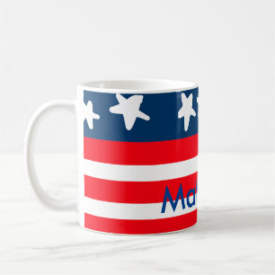 4. Juli Unabhängigkeitstag: Namenstext US-Flagge h Kaffeetasse