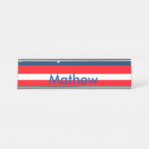 4. Juli Unabhängigkeitstag: Namenstext US-Flagge h Schreibtischnamensplakette