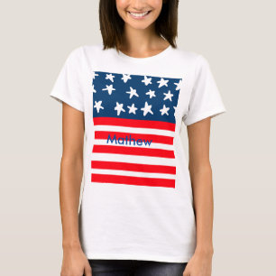 4. Juli Unabhängigkeitstag: Namenstext US-Flagge h T-Shirt