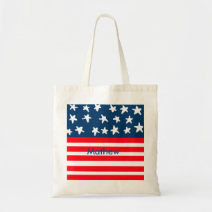 4. Juli Unabhängigkeitstag: Namenstext US-Flagge h Tragetasche