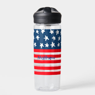 4. Juli Unabhängigkeitstag: Namenstext US-Flagge h Trinkflasche