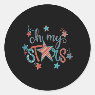 4. Juli Unabhängigkeitstag Oh My Stars Für Frauen Runder Aufkleber