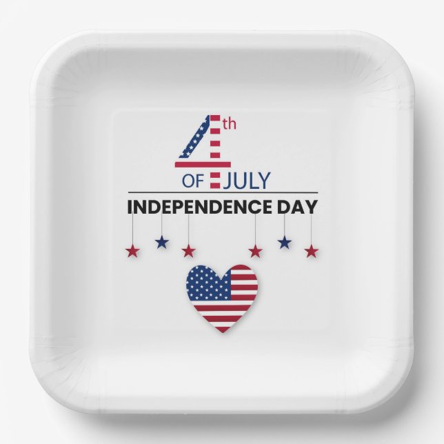 4. Juli Unabhängigkeitstag Pappteller (Vorderseite)