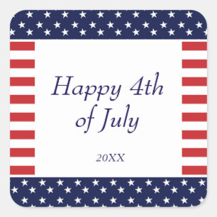 4. Juli Unabhängigkeitstag Party-Aufkleber Quadratischer Aufkleber