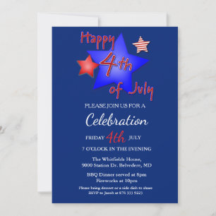 4. Juli Unabhängigkeitstag Party Red White Blue Einladung