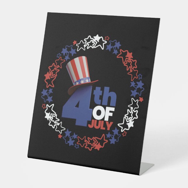 4. Juli Unabhängigkeitstag Pedestal-Zeichen Sockelschild (Vorderseite)