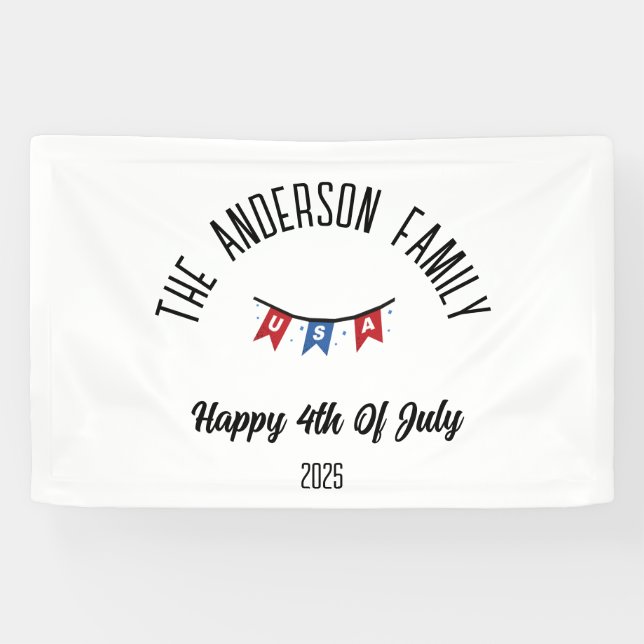 4. Juli Unabhängigkeitstag Personalisierter Name Banner (Horizontal)