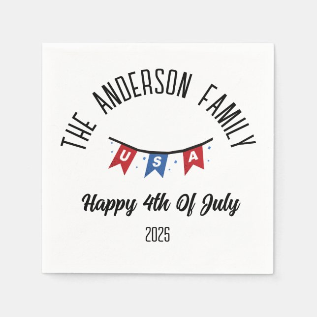 4. Juli Unabhängigkeitstag Personalisierter Name Serviette (Vorderseite)