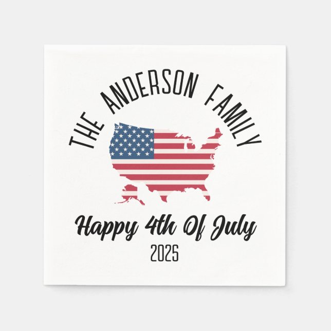 4. Juli Unabhängigkeitstag Personalisierter Name Serviette (Vorderseite)