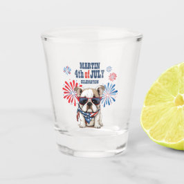 4. Juli Unabhängigkeitstag Red Blue Bulldog Schnapsglas