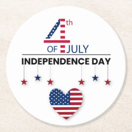 4. Juli Unabhängigkeitstag Runder Pappuntersetzer