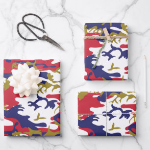 4. Juli, Unabhängigkeitstag, Tarnung Gold Geschenkpapier Set