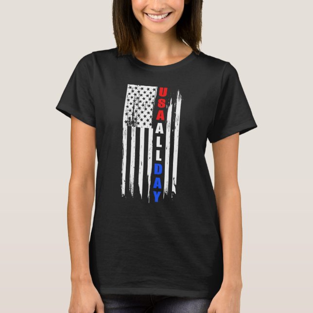 4. Juli Unabhängigkeitstag US-amerikanische Flagge T-Shirt (Vorderseite)