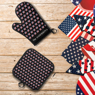 4. Juli Unabhängigkeitstag USA Flag Star Ofenhandschuh & Topflappen-Set