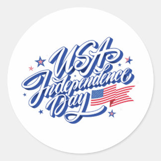 4. Juli Unabhängigkeitstag USA Flaggen Patriotisch Runder Aufkleber