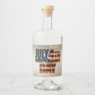 4. Juli Unabhängigkeitstag Vintage-Flaggen-Design Alkoholflaschenetikett