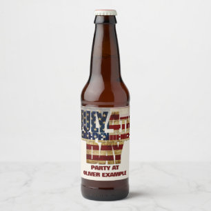 4. Juli Unabhängigkeitstag Vintage-Flaggen-Design Bierflaschenetikett