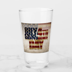 4. Juli Unabhängigkeitstag Vintage-Flaggen-Design Glas