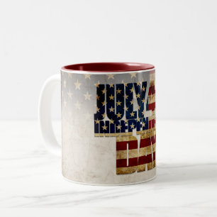 4. Juli Unabhängigkeitstag Vintages Flaggendesign Zweifarbige Tasse