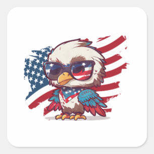 4. Juli Unabhängigkeitstag Vogel Amerikanische Adl Quadratischer Aufkleber