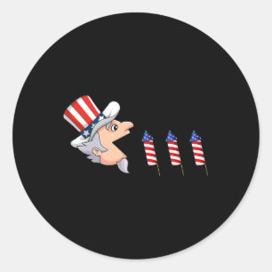 4. Juli Uncle Sam American Fireworks Fun Boys Runder Aufkleber