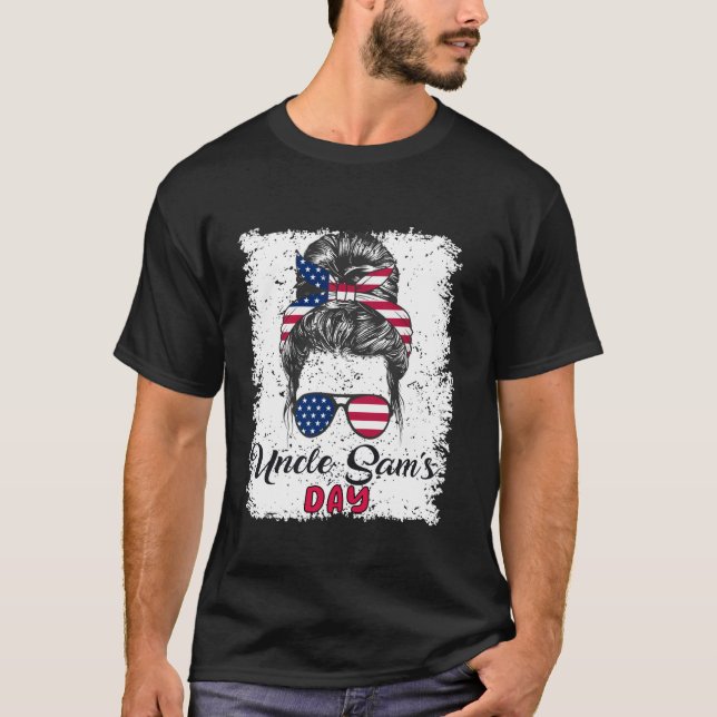 4. Juli Uncle Sam s Day America Patriot USA Flag T-Shirt (Vorderseite)