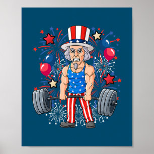 4. Juli Uncle Sam Weightlift Funny Poster