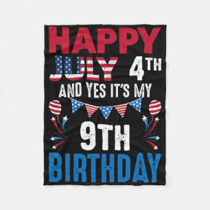 4. Juli und ja, es ist mein 9. Geburtstag amerikan Fleecedecke