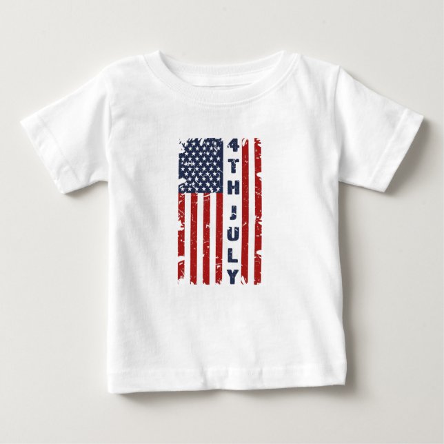 4. Juli und Torn-US-Flagge Baby T-shirt (Vorderseite)