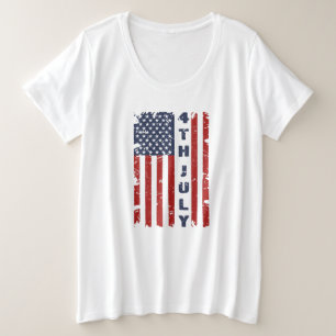 4. Juli und Torn-US-Flagge Große Größe T-Shirt