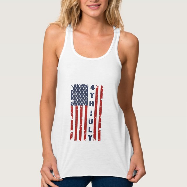 4. Juli und Torn-US-Flagge Tank Top (Vorderseite)