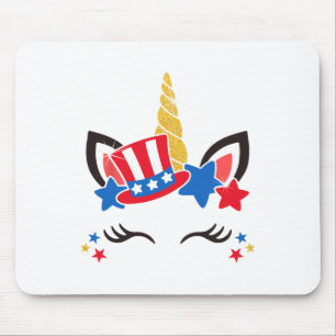 4. Juli Unicorn American Flag Patriotic Unicor Mousepad