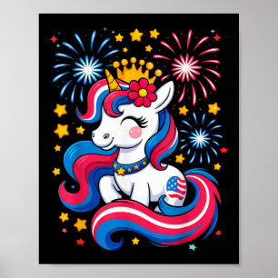 4. Juli Unicorn Girls Kinder Kleinkind Niedlich am Poster