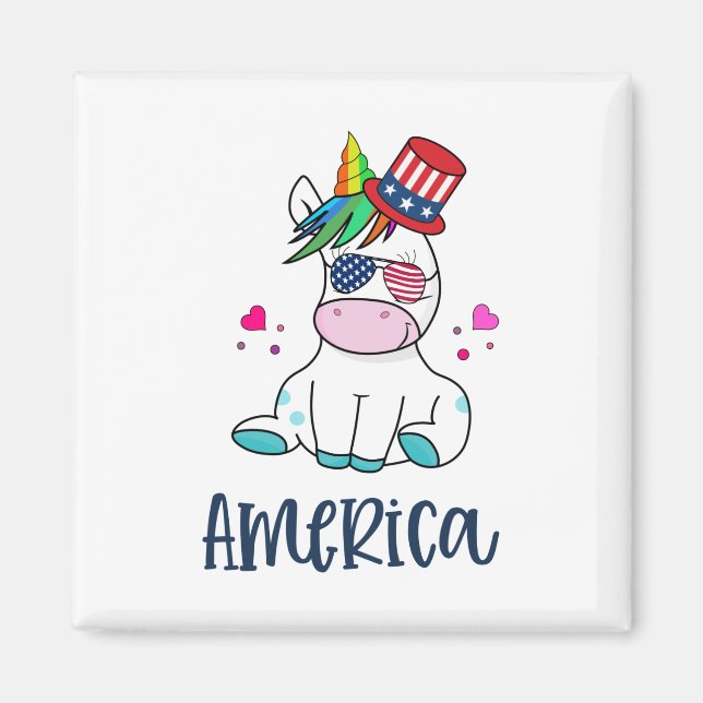 4. Juli Unicorn mit US-Flagge Sun Brillen Magnet (Vorne)