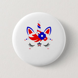 4. Juli Unicorn Top Funny Niedlich Patriotic Women Button