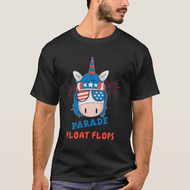 4. Juli Unicorn Usa Parade Flops T-Shirt (Vorderseite)