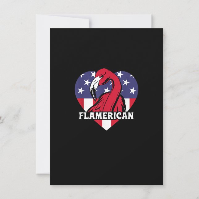 4. Juli US Flag Funny Patriotic Flamingo Flame Einladung (Vorderseite)