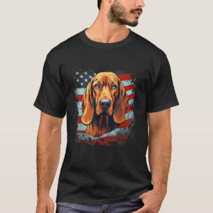 4. Juli US Flag Redbone Coonhound Hund T-Shirt