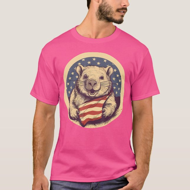 4. Juli US Flag Wombat T-Shirt (Vorderseite)